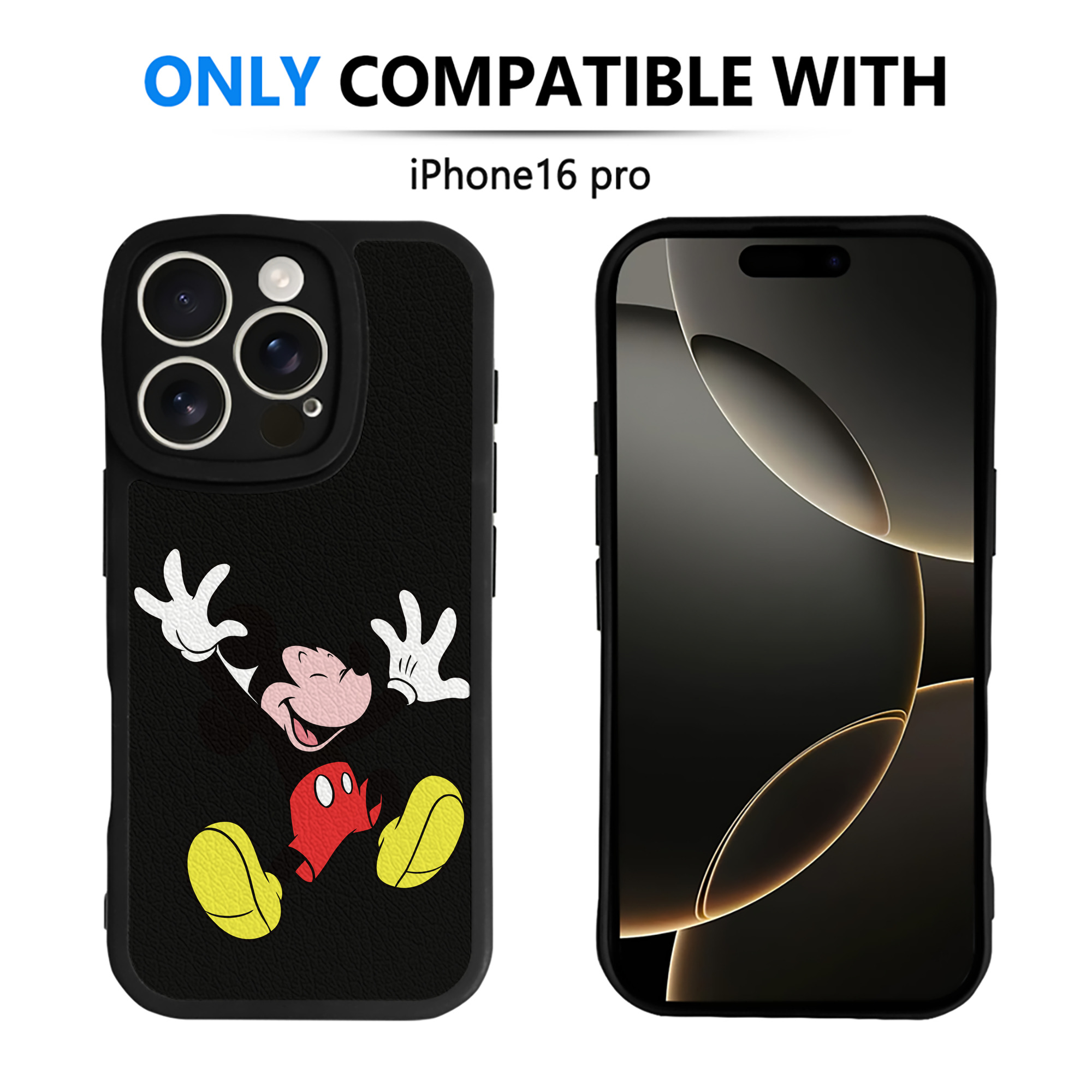 （画像用） ミッキーマウス Mickey Mouse 【iPhone 16シリーズ対応】シリコンスマホケース（レザー調） 材質：シリコン